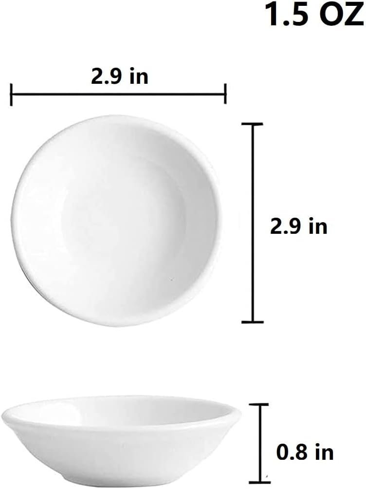 Soy Sauce Dishes Set, Unbreakable Melamine Seasoning Dishes Sushi Dipping Bowls, 1.5 Oz Serving Small Bowl Mini Appetizer Plates,Watercolor Palette, White, 24 Packs - Image 2