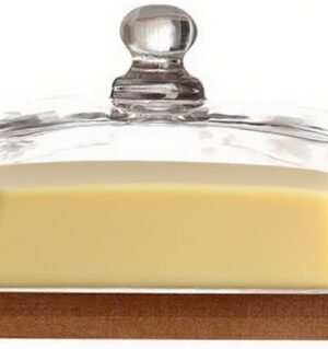 Glass Butter Dish with Lid, Airtight Cover for Fresh Butter, Clear Butter Keeper, Butter Tray, Large Butter Dish for Refrigerator and Countertop