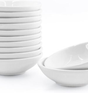 12 Pack Soy Sauce Dish Ceramic Dipping Bowls Bulk, 1.2 Oz White Dipping Sauce Bowls/Dishes, Small Dipping Sauce Cups for Sushi Ketchup Olive Oil Appetizer