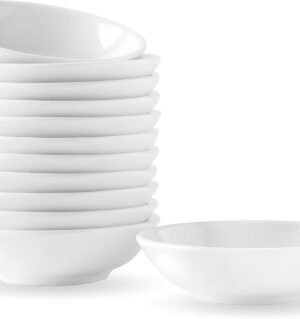 Sauce Dish Dipping Bowls, 12 Pack Ceramic Dip Bowls Set, 1.2 Oz Soy Sauce Dish, White Dipping Bowls Bulk, Asian Sauce Bowls for Ketchup, BBQ, Condiments, Appetizer