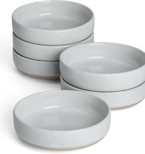 Ceramic Soy Sauce Dish, Dipping Bowls Set of 6, Dipping Sauce Bowls/Dishes, 4oz Small Serving Bowls for Side Dishes, Condiment, Sushi, Appetizer, Dessert, Light Gray
