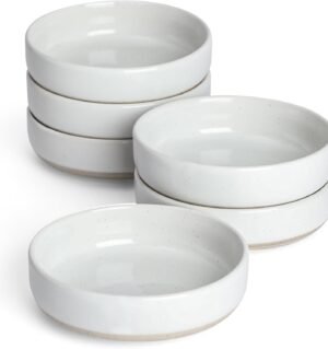 Ceramic Soy Sauce Dish, Dipping Bowls Set of 6, Dipping Sauce Bowls/Dishes, 4oz Small Serving Bowls for Side Dishes, Condiment, Sushi, Appetizer, Dessert, White