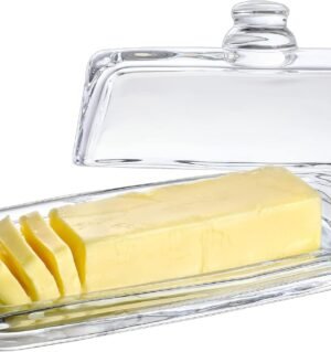 8" Art Glass Butter Dish with Lid, Classic Covered 2-Piece Butter Container