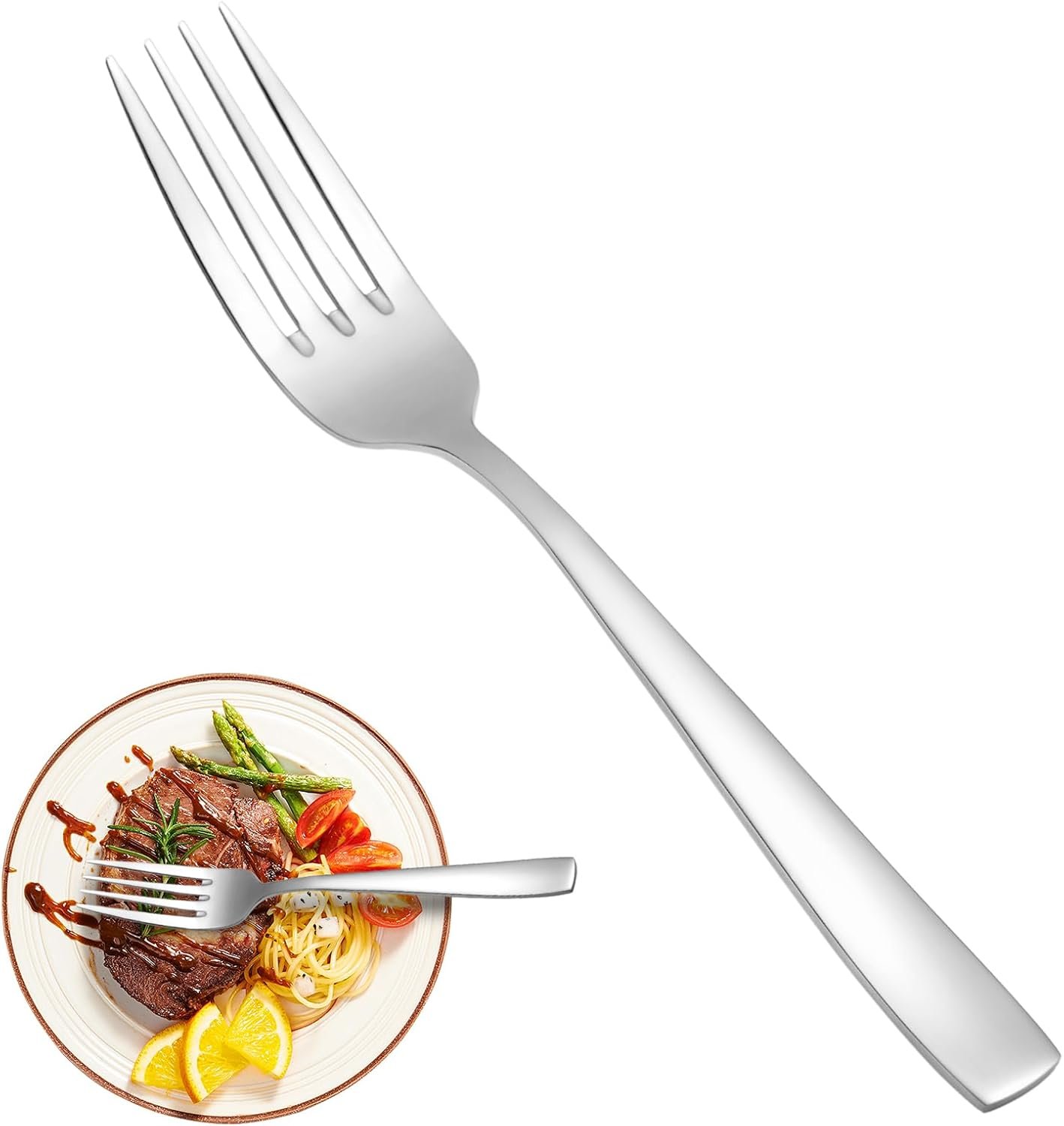16 Piece Dinner Forks Set, Food Grade Extra-Fine Stainless Steel Dessert Salad Forks Silverware, Metal Forks for Home Kitchen Restaurant Hotel, 8 Inches, Mirror Finish & Dishwasher Safe