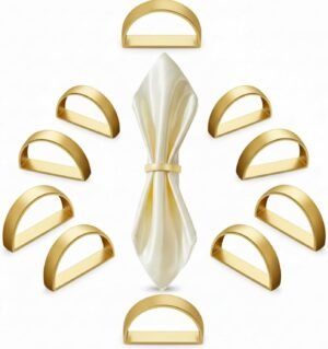 100 Pcs Gold Napkin Rings, Stainless Steel, Matte Gold Semicircle