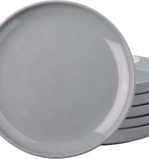 Ceramic Dinner Plates Set of 6,10.5 inch Large Stoneware plates for Kitchen,Dinnerware Dishes set- Microwave,Dishwasher Safe,Scratch Resistant-GREY