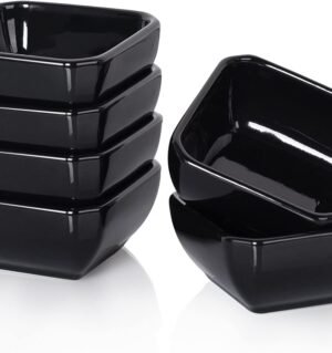 Ultra-Strong 3 Oz Ceramic Dip Bowls Set, Black Dipping Sauce Bowls/Dishes for Tomato Sauce, Soy, BBQ and other Party Supplies - Set of 6