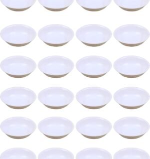 Soy Sauce Dishes Set, Unbreakable Melamine Seasoning Dishes Sushi Dipping Bowls, 1.5 Oz Serving Small Bowl Mini Appetizer Plates,Watercolor Palette, White, 24 Packs