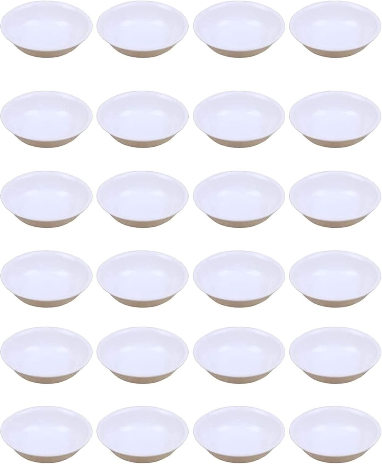 Soy Sauce Dishes Set, Unbreakable Melamine Seasoning Dishes Sushi Dipping Bowls, 1.5 Oz Serving Small Bowl Mini Appetizer Plates,Watercolor Palette, White, 24 Packs