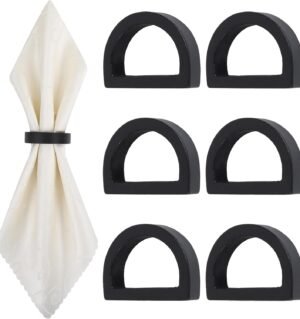6 Pcs Wood Semicircle Napkin Holders, Black