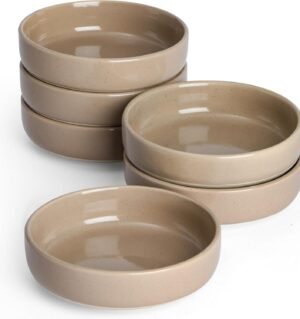 Ceramic Soy Sauce Dish, Dipping Bowls Set of 6, Dipping Sauce Bowls/Dishes, 4oz Small Serving Bowls for Side Dishes, Condiment, Sushi, Appetizer, Dessert, Cinnamon Brown