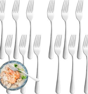 12 Piece Dinner Forks Set, Food-Grade Stainless Steel Forks Silverware, Cutlery Forks, Dessert Forks, Metal Forks for Home, Kitchen or Restaurant, Mirror Polished, Dishwasher Safe - 8 Inch
