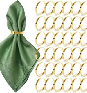 100 Pcs Gold Napkin Rings Bulk, Round Napkin Rings Buckles