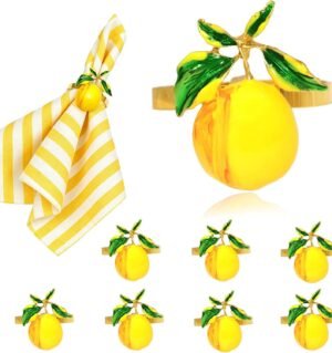 8 Pcs Lemon Napkin Rings for Fall Party Christmas Table Decor