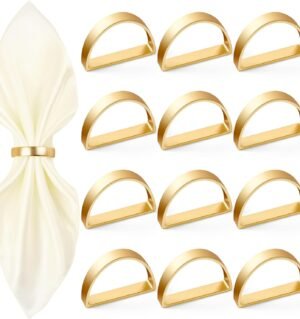 12 Pcs Gold Napkin Rings, Fall Thanksgiving Christmas Table Decor
