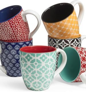 Coffee Mugs Set of 6, 19 oz Large Porcelain Mug, Ceramic Tea Cups with Handle for Men Women, Mug Gift Set, Housewarming Wedding Gift