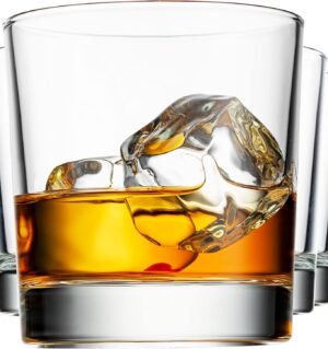 Old Fashioned Whiskey Glasses, Italian Made Drinking Glasses, Glass Cups, Whiskey Gifts - Set of 4