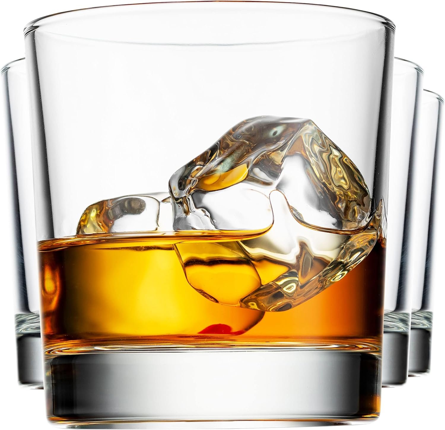 Old Fashioned Whiskey Glasses, Italian Made Drinking Glasses, Glass Cups, Whiskey Gifts - Set of 4