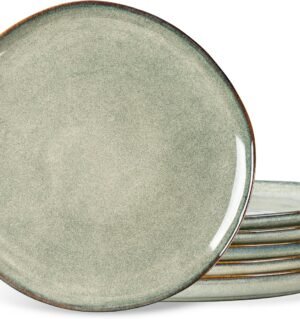 Ceramic Plates Set of 6,8.5 Inch Handmade Reactive Glaze Stoneware Plates set for Dessert,Salad,Appetizer,Small Dinner Plates,Microwave & Dishwasher Safe,Scratch Resistant
