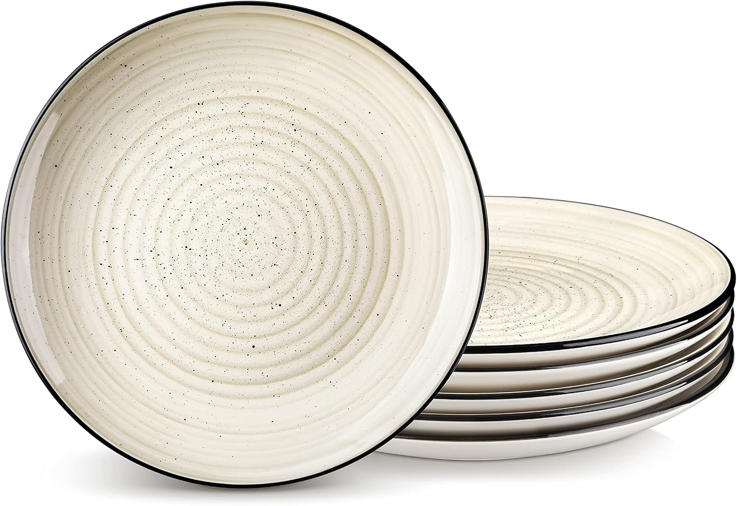 Dinner Plates Set of 6, 10.5 Inch Dish Set, Beige Ceramic Plates, Microwave & Dishwasher Safe